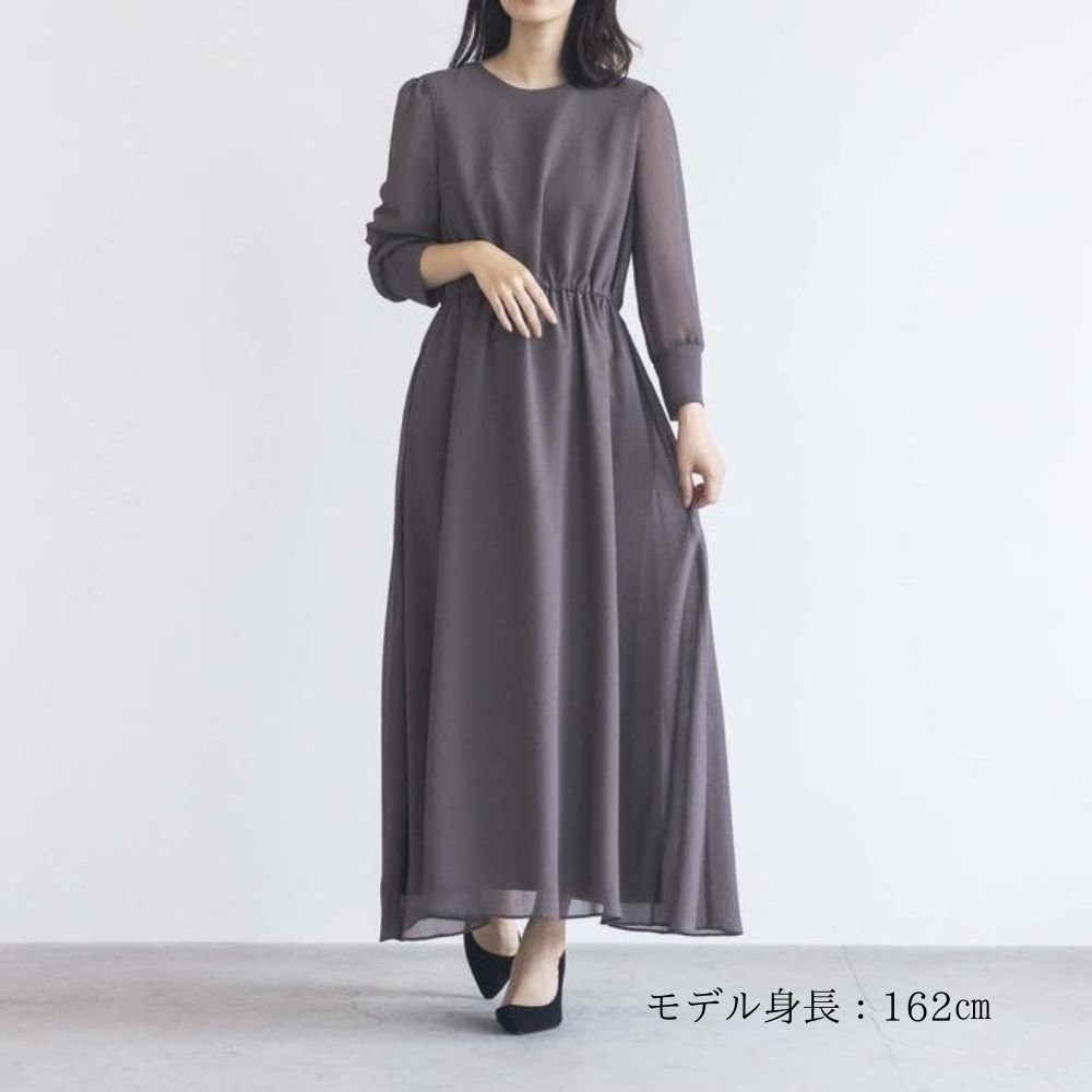 kaene カエン 楊柳シフォンワンピース gray/ 100711 - PLAZA ALEX ONLINE STORE