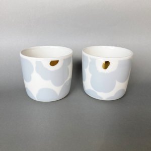 【数量限定】marimekko　マリメッコ　Unikko ウニッコ　Unikko コーヒーカップセット(ハンドルなし)　アイシーグレー×ゴールド