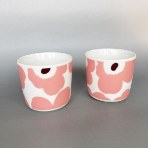 【数量限定】marimekko　マリメッコ　Unikko ウニッコ　Unikko コーヒーカップセット(ハンドルなし)　ピンク×オフホワイト