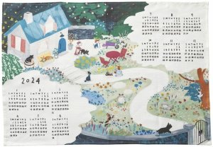 【fog linen work】 2024リネンカレンダー 猫の庭 【ネコポス対応】