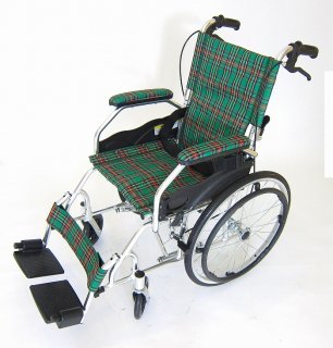 自走用車椅子 モスキー・グリーンチェック 品番A103-AKG