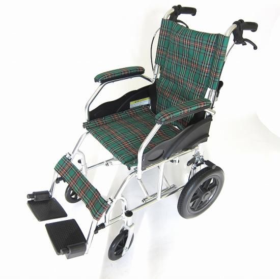 カドクラ 介助用車椅子 クラウド・グリーンチェック 品番A604-AC