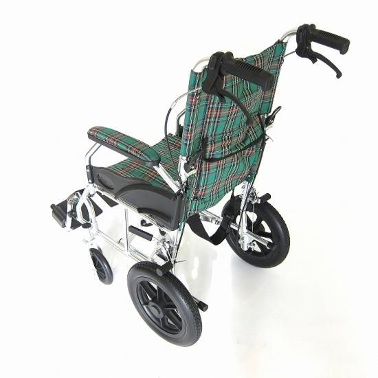 カドクラ 介助用車椅子 クラウド・グリーンチェック 品番A604-AC