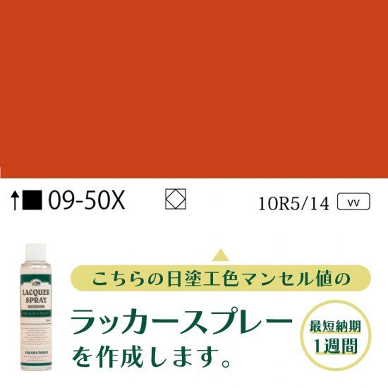 ラッカースプレー作成09-50X 10R5/14 - 日塗工番号・マンセル値から