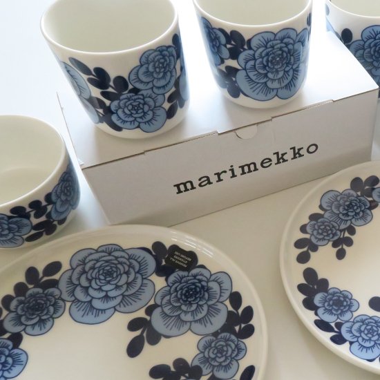 Marimekko マリメッコ Unelma ウネルマ コーヒーカップ ラテマグ セット ブルー 青 フィンランド SOKOS 限定 2個セット 新品  - 北欧雑貨 フプフプカンパニー