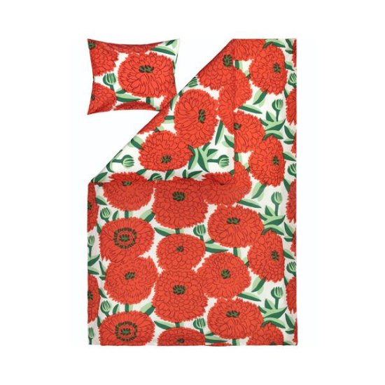 marimekko Primavera マリメッコ プリマヴェーラ レッド 北欧 赤 日本未入荷商品 フィンランド限定 布団カバー デュベカバー ＆  ピローケース セット