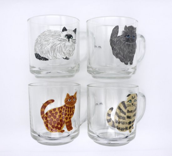 松尾ミユキ マグカップ Glass Mug Cat もふもふ倶楽部 オトナかわいいおかいものサイト