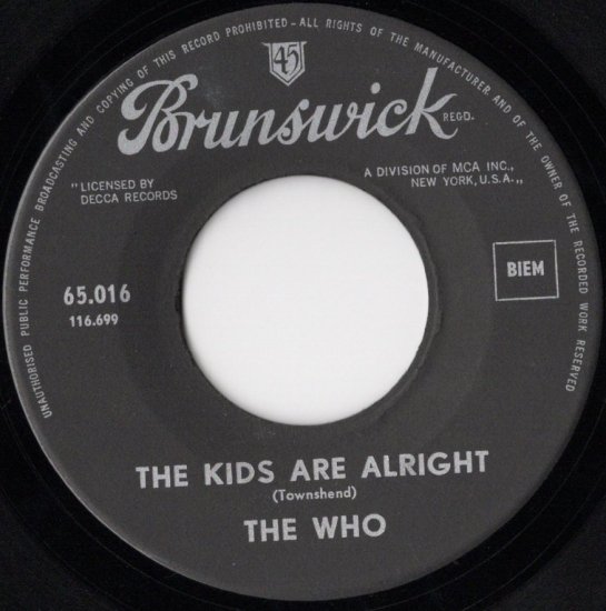 ７インチ☆WHO☆Kids Are Alright UK Brunswick オリジナル - レコード