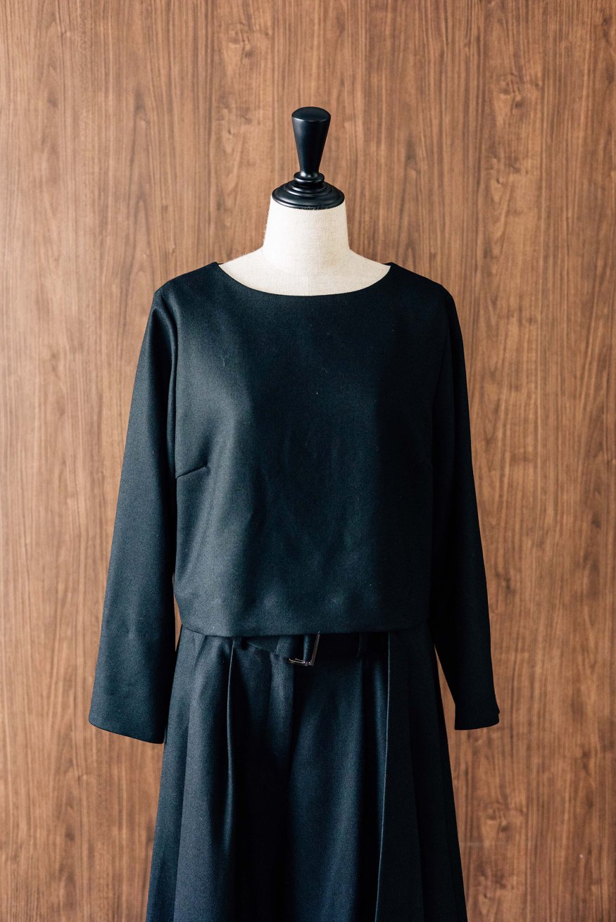 flannel setup blouse(black)