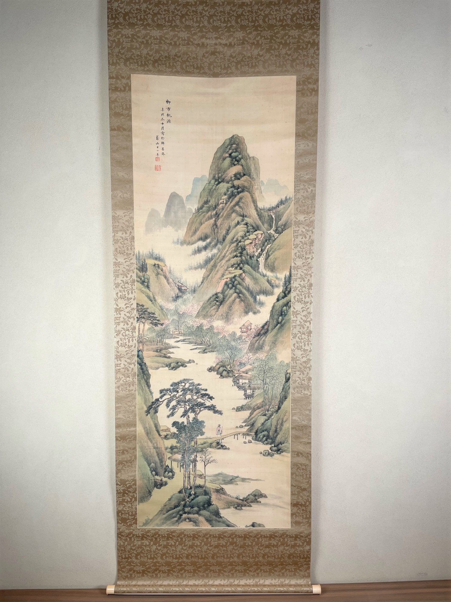 日根対山 青緑山水図 大幅 - 書画骨董専門店 徳島 山本美術