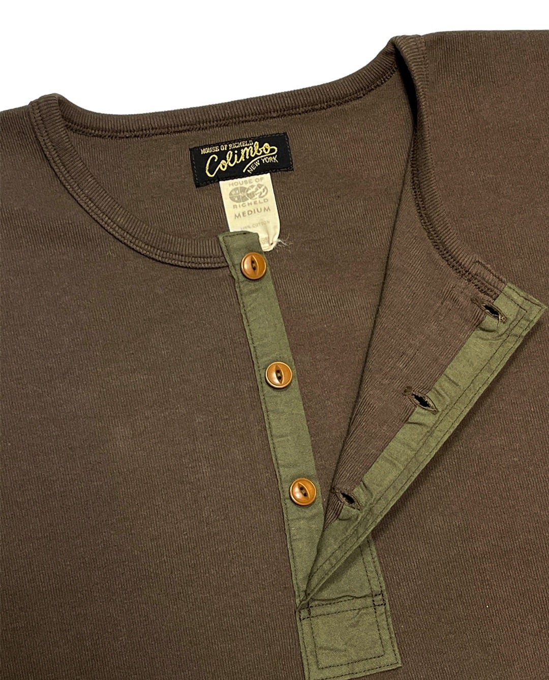 COLIMBO(コリンボ) Thirty-Miles Henry Neck Tee L/S -Fine Cotton Rib Stitched  Body- Olive【ZX-0431】| Fresno(フレズノ)公式通販サイト