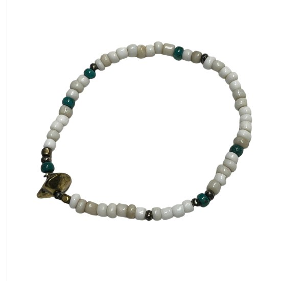 SunKu(サンク) ANTIQEU BEADS BRACELET White × Turquois 【LTD-023