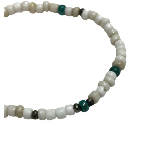 SunKu(サンク) ANTIQEU BEADS BRACELET White × Turquois 【LTD-023