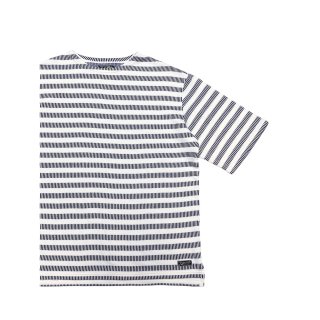 COLIMBO() St. Sampson French Border Shirt -Half Length Sleeve - Oyster WhiteNavy BlueZZ-0411