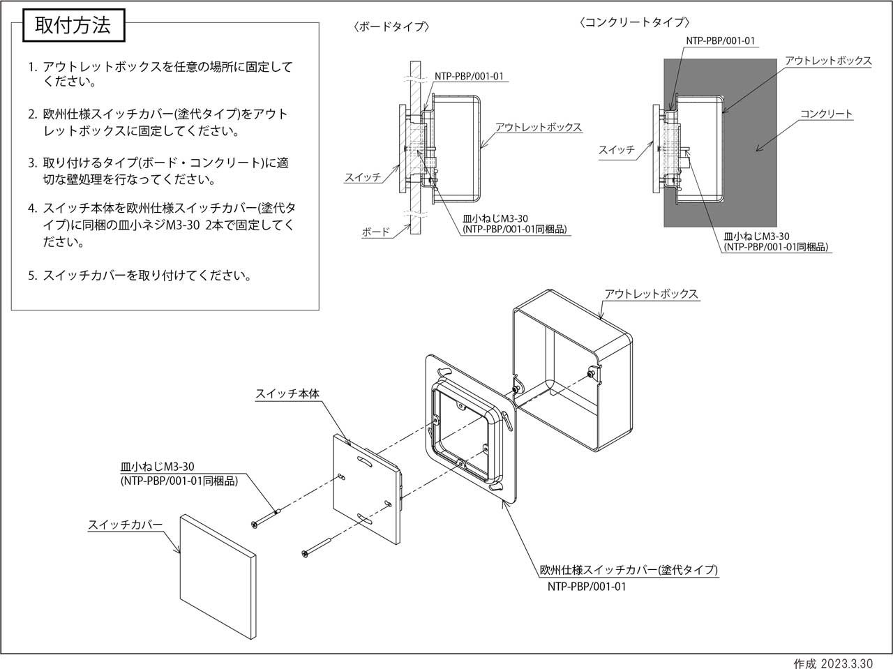 欧州仕様スイッチカバー（塗代タイプ）