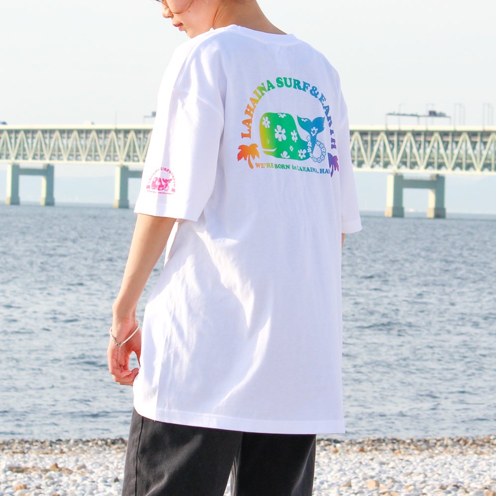 LAHAINA 半円花クジラグラデーションプリントロングTシャツ