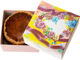 濃厚バスクチーズケーキ「お花とリボン箱」-ハートに手書きのメッセージやイラストを添える事も♪-の商品画像