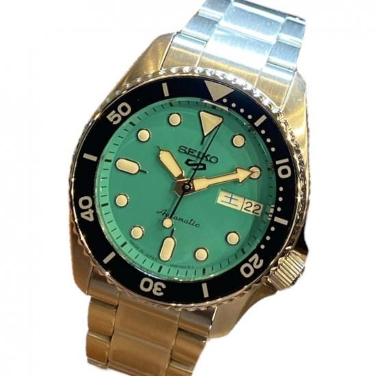 【ほぼ未使用】SEIKO セイコー５ 4R36-14B0 自動巻 グリーン ほぼ未使用】SEIKO セイコー5 4R36-14B0 自動巻 グリーン