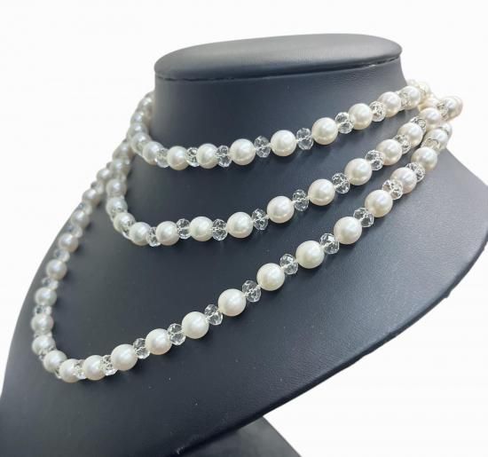 【美品】田崎真珠　TASAKIパールヴァリエ TASAKI タサキ ヴァリエ パール クリスタル ネックレス 真珠 7.2
