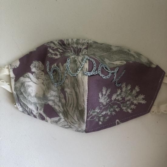 KAORI embroidery original Mask / Toile de jouy MAISON DE JUL / THE SWAN