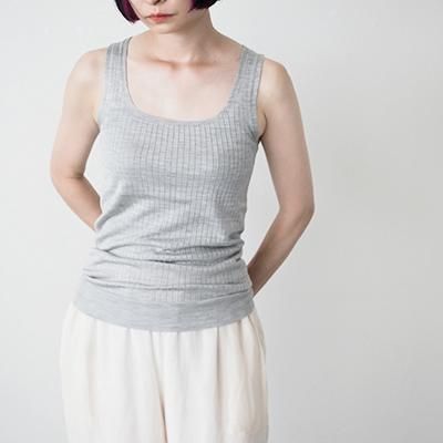 silk rib tank top _ gray - kanam
