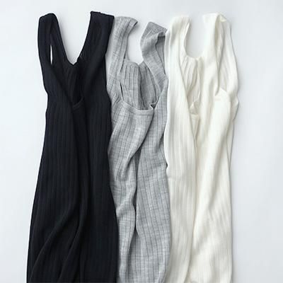 silk rib tank top _ gray - kanam