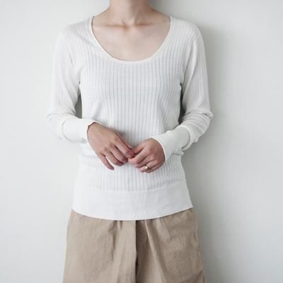 silk rib long sleeve _ white - kanam