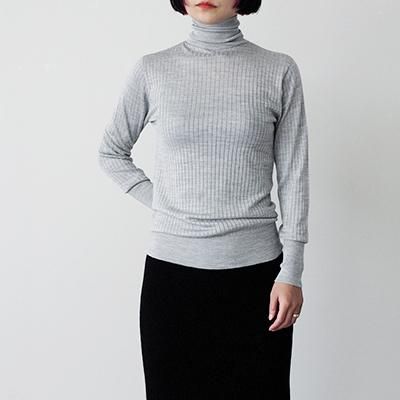 silk rib turtle neck _ gray - kanam