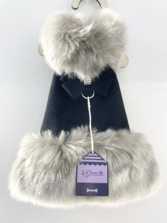ヌーブボウ付きSilver Fox Fur Coat／Black