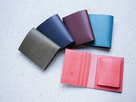 コンパクト二つ折り財布（小銭入れ付き）【Aoi-coin】 - 【TSUKIKUSA公式オンラインショップ】コンパクトな革財布・革小物