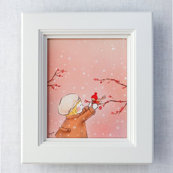 額装キャンバスアート「 冬の小鳥」　送料込み - Nakayoshi Tomodachi