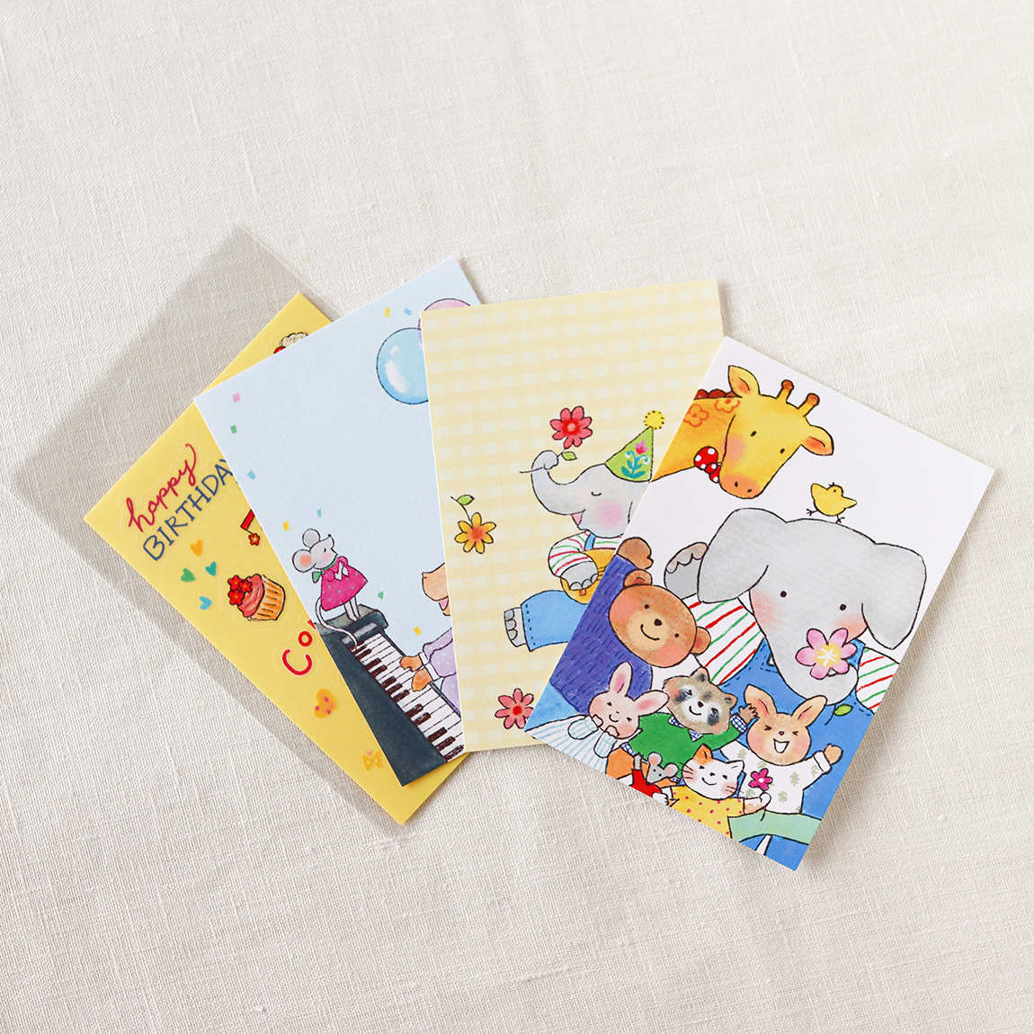 ポストカード3枚セット -Happy Animals - Nakayoshi Tomodachi