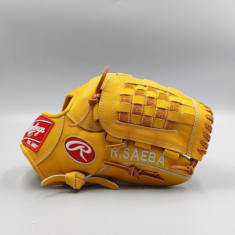 ローリングス　イエロー 軟式用グローブ クリーニング済み 】 ローリングス 軟式グローブ / 内野手用