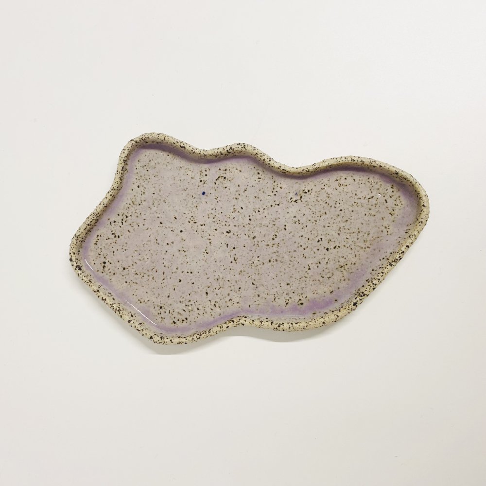 Puddle Plates : Stracciatella Clay/Lavender Glaze -large