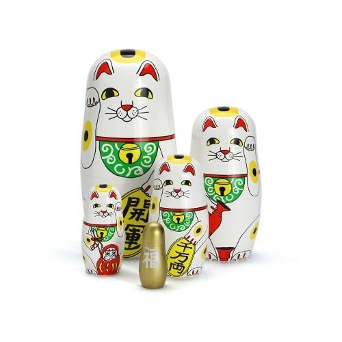 Salut! 招き猫のマトリョーシカ 招き猫 5点セット 入れ子 サリュ TIMELESS COMFORT】 マトリョーシカ LUCKY CAT｜愛らしい招き猫