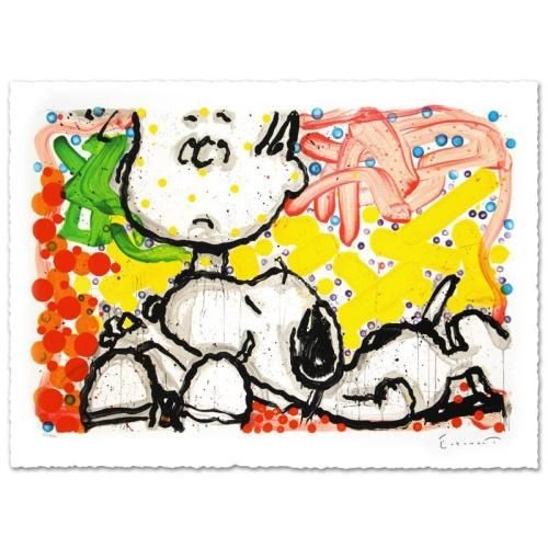 【月末セール】トム・エバハート 『Super Sneaky』 スヌーピー リトグラフ ピーナッツ Tom Everhart Snoopy Peanuts