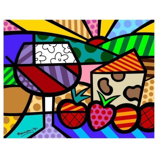 ロメロ・ブリット 『Toast To Life』 限定版ミクスドメディア 直筆サイン 本物証明書付属 Romero Britto ジークレー シルクスクリーン 絵画 キャンバス