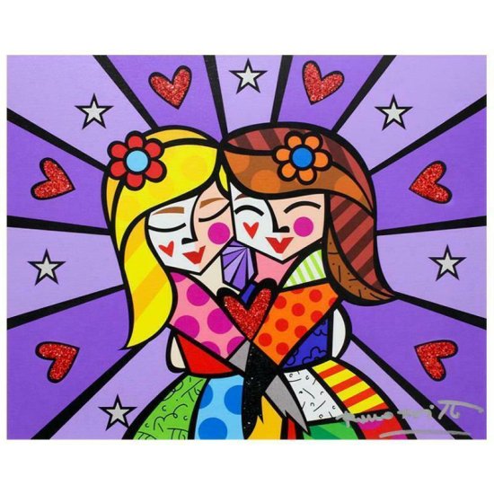 【年末大放出!】 ロメロ・ブリット 『Happiness』 ジークレー 本物証明書付き Romero Britto Giclee