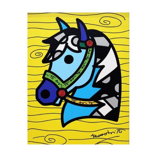 ロメロ・ブリット 『Country Horse』 限定版ミクスドメディア 直筆サイン 本物証明書付属 Romero Britto  ジークレーシルクスクリーン 絵画 キャンバス