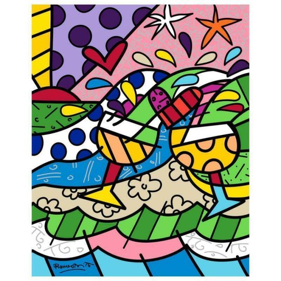 ロメロ・ブリット 『Wine Country Yellow』 ジークレー 本物証明書付き Romero Britto Giclee