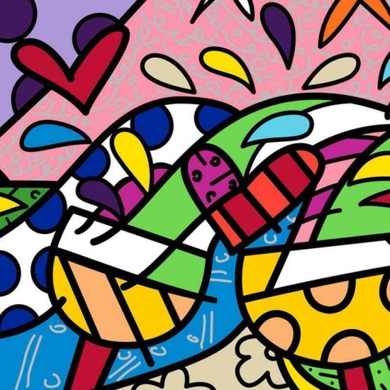 ロメロ・ブリット 『Wine Country Yellow』 限定版ミクスドメディア 直筆サイン 本物証明書付属 Romero Britto ジークレー シルクスクリーン 絵画 キャンバス