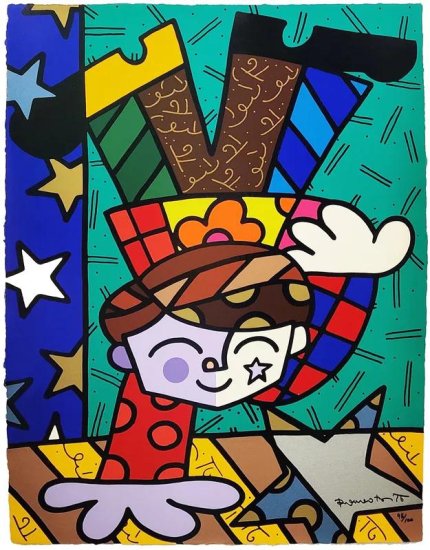 【年末大放出!】 ロメロ・ブリット 『UPSIDEDOWN TOO』 限定100 本物証明書付 セリグラフ Romero Britto