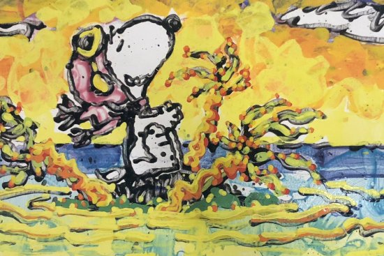 【ゲリラセール!】 トム・エバハート 『645 to Bora Bora』 限定版ミックスドメディア 直筆サイン 本物証明書付属 ピーナッツ  スヌーピー Everhart Snoopy Peanuts