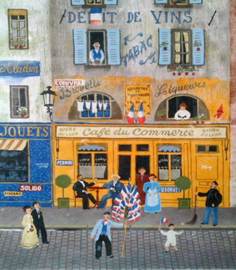 【ゲリラセール】ミッシェル・ドラクロワ 『Cafe Du Commerce Paris』 限定100 本物証明書付 リトグラフ Michel  Delacroix