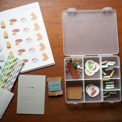 オリジナル糸巻プレゼント　ストロー通しの持ち運びケース入りセットの商品画像