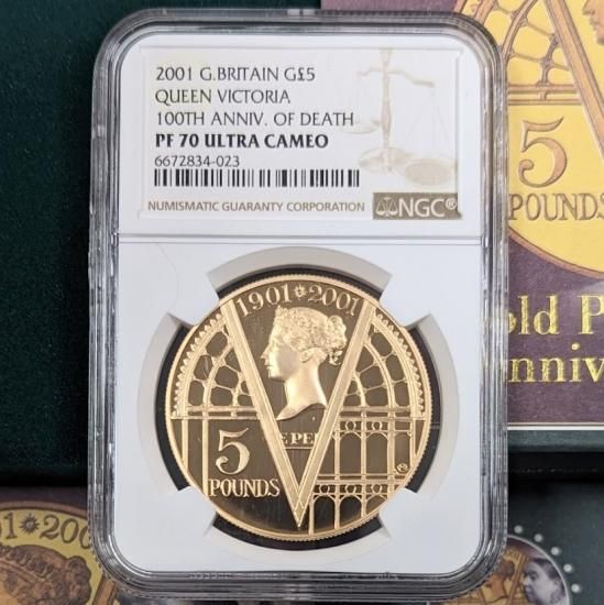 ☆NGC☆最高鑑定☆2001 PF70 イギリス ビクトリア女王100周年 銀貨