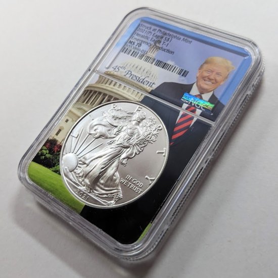【最高鑑定】2021 トランプ大統領ラベル 1ドル リバティ銀貨 コインエンタメ/ホビー