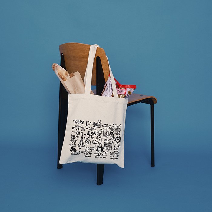 A DOG IN PARIS TOTE BAG