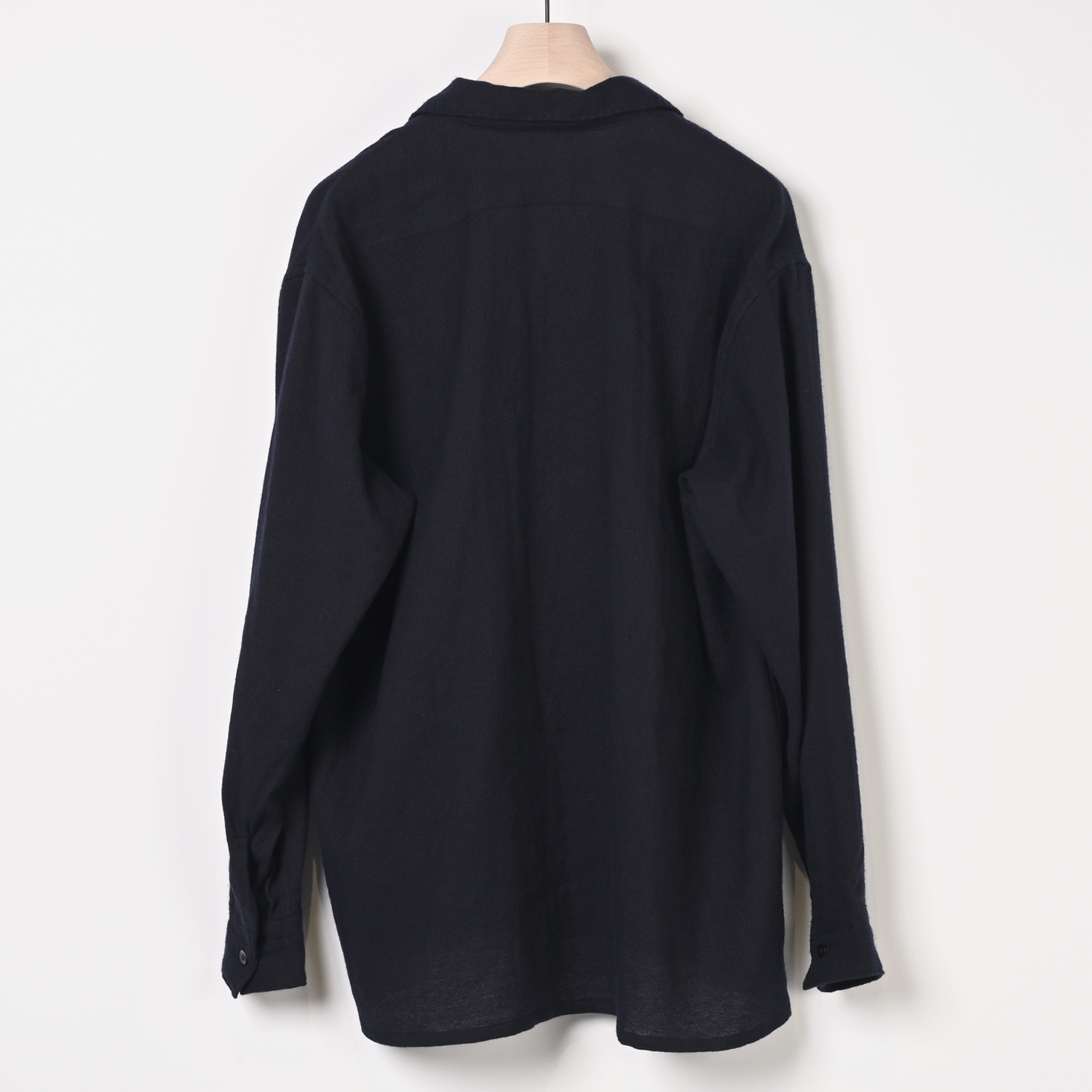 COMOLI | カシミヤ和紙オープンカラーシャツ（navy）- BARD