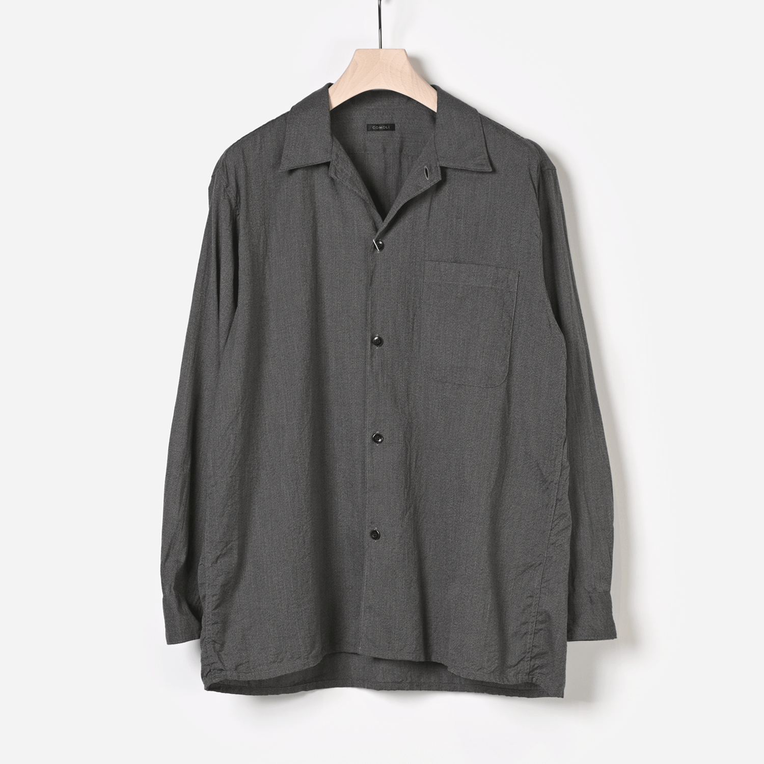 COMOLI | ヨリ杢オープンカラーシャツ（gray）- BARD
